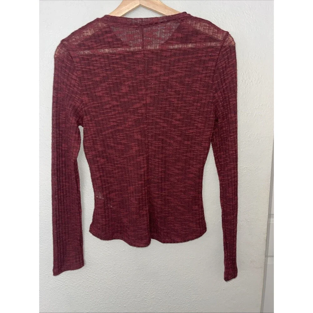 Free People Intimately Red Semi Sheer Aura Layering Top Size Small
